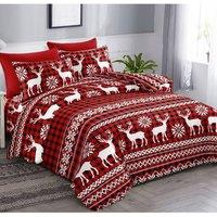 Ezysleep Nordic Stag Christmas Duvet Set in Red | Size: Single