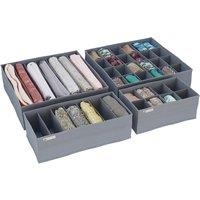 DS Living Folderable Clothes Drawer Organiser Storage Set of 4 Grey