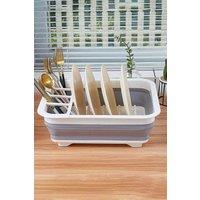 Living and Home Collapsible Kitchen Plastic Dish Drainer Rack Drying Rack Drainage Basket in White