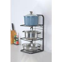 Living and Home 3-Tier Standing Kitchen Pot Pan Organizer Rack Adjustable Cookware Holder in Black