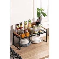 Living and Home 2-Tier Free Standing Countertop Storage Organiser Kitchen Spice Rack Space Saving in Black