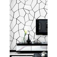 Living and Home Abstract Geometric Removable Wallpaper Roll in White