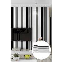 Living and Home 9.5M x 53Cm Modern Contrasting Color Stripe Nonwoven Wallpaper Roll in Grey | Size: 9.5M x 53 cm