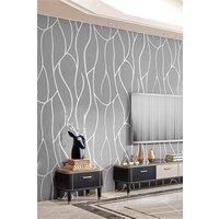 Living and Home 9.5M x 53Cm Non-Woven Embossed Geometric Wallpaper Roll in Grey | Size: 9.5M x 53 cm