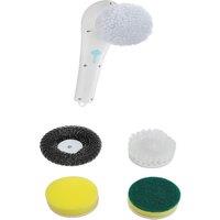 Living and Home 5-in-1 Waterproof Electric Spin Scrubber IPX7 Cordless Handheld Cleaning Brush with 5 Replaceable Brush Heads in White