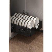 Living and Home Kitchen Metal Pull-Out Cabinet Dish Drainer Drawer Rack Bowl Plates Storage Organizer in Black