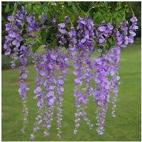 Living and Home 12 Pcs Hanging Artificial Wisteria Vine for Wedding Decoration in Purple