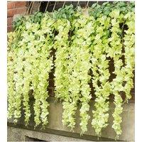Living and Home 12 Pcs Hanging Artificial Wisteria Vine for Wedding Decoration in Light Green