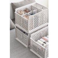 Living and Home Stackable Clothes Storage Basket Wardrobe Drawer Organizer Bedroom in Off-White