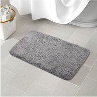 Living and Home Soft Plush Non-Slip Absorbent Solid Color Floor Mat for Bathroom Entrance, 60cm L x 40cm W in Grey | Size: 40 cm x 60 cm
