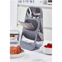 Living and Home 3-Tier Kitchen Utensils Holder Cutlery Chopsticks Drying Drainer Rack Tableware Storage Organizer in Grey