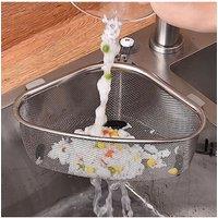 Living and Home Stainless Steel Drainer Wire Mesh Sink Strainer Basket Food Container for Filtering Kitchen with Fixed Suction Cup in Silver