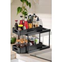 Living and Home 2-Tier Spice Rack Cabinet Organizer Sliding Drawers Storage in Black