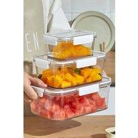 Living and Home 3Pcs Plastic Storage Containers with Lids in Clear