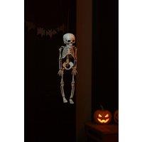 Living and Home 30cm Halloween Skeleton Figure Realistic Skull & Bones Decoration with Poseable Joints in White