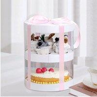 Living and Home 6-Inch Double-Layer Transparent Ribbon Packaging Box in White