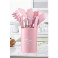 Living and Home 11-piece Silicone Kitchen Utensil Set for Nonstick Cookware Kitchenware Set in Pink