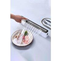 Living and Home Wall Mounted Plastic Wrap Dispenser Cling Film Foil Cutter with Suction Cup in White