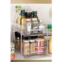 Living and Home 2-Tier Clear Storage Organizer Spice Rack with Pull-out Drawer for Kitchen & Bathroom