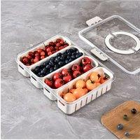 H&O Direct Fridge Storage Container with Compartments in White