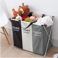 H&O Direct 3-Section Foldable Laundry Basket