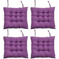 Living and Home 4Pcs Soft Purple Seat Pads with Ties for Dining Chairs Desk Chair, 40 x 40cm | Size: 40 x 40 cm