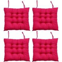 Living and Home 4Pcs Rose Red Soft Seat Pads with Ties for Dining Chairs Desk Chair, 40 x 40cm | Size: 40 x 40 cm