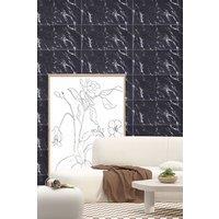 Living and Home 10pcs Black Marble Peel and Stick PVC Wall Tile Sticker for Bathroom, Kitchen & Living Room