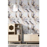 Living and Home 10pcs Peel and Stick PVC Gilt Grey Marbled Wall Tile Sticker for Bathroom, Kitchen & Living Room