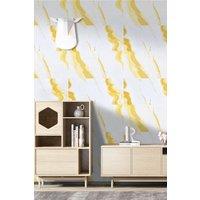 Living and Home 10pcs Peel and Stick PVC White Gold Marble Wall Tile Sticker for Bathroom, Kitchen & Living Room