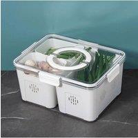 Living and Home 3-Compartment Detachable Fridge Storage Container with Lid, Handles 3 Removable Inner Boxes in White