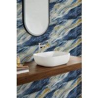 Living and Home 10pcs Ivory Marble Self-Adhesive Wall Stickers-Water & Oil Splash-proof, Antiflaming