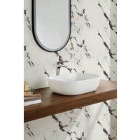 Living and Home 10Pcs Black Streamline Marble Effect Self-Adhesive PVC Wall Stickers in White