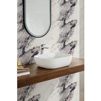 Living and Home 10Pcs Black Sand Ripple Marble Effect Self-Adhesive PVC Wall Stickers in White