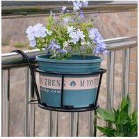 Living and Home Hanging Railing Round Plant Pot Rack Bold Mesh 22cm D in Black
