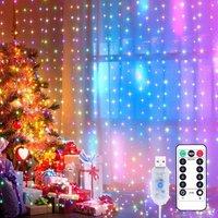 Garwarm 300 Led Curtain Fairy Lights Multicolor, 8 Modes