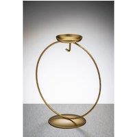 Sienna Glass Circular Metal Ornament Stand with Tea Light Holder Gold