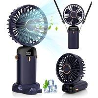 Dyzi 2-in-1 Portable Travel Mini Handheld Desk Table Fan USB-C Rechargeable Dark Blue