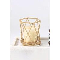 Living and Home Geometric Metallic Candle Holder Tabletop Centerpiece 12.5cm H in Gold
