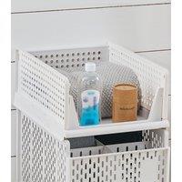 Living and Home 14CM Height Foldable Stackable Drawer Storage Basket in Off-White