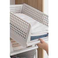 Living and Home Clothing Storage Basket Foldable Stackable Drawer Storage Multifunctional Organizer in Off-White
