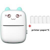 Leaper Mini Inkless Portable Thermal Printer With 5 Roll Thermal Paper in Blue