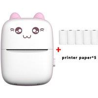 Leaper Mini Inkless Portable Thermal Printer With 5 Roll Thermal Paper in Pink