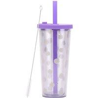 Xample Reusable 24 Oz Boba Cup with Lid & Straw, Leakproof Kawaii Cup, Bubble Tea Cup in Purple