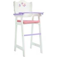 Teamson Kids Polka Dot Wooden High Chair for 16-18 Dolls, Grey/Pink in White