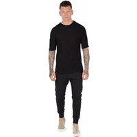Cotton Works Slim Fit Elasticated Waist Fleece Joggers in Black | Size: 2XL