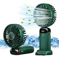 Dragodirect 2 in 1 Portable Mini Handheld Fan Rechargeable LED Portable Table USB-C Green in Dark Green