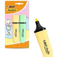 Bic Highlighter Flat - Pastel Yellow & Green - Blister pack of 2