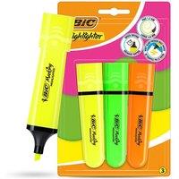Bic Highlighter Flat - Assorted Neon - Blister pack of 3