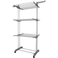 Hygrad Built to Survive 3 Tier Clothes Airer Folding Drying Rack Dryer Laundry Horse in Grey